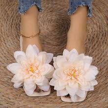 Women's Bohemian Style Plastic Flower Slide Sandals For Vacation - Beige - View 8