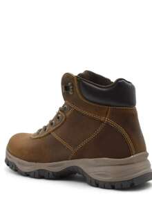 Botas de trabajo piel crazy café, senderismo, casual, suela antishock - Café - Ver 3