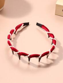 1 tiara feminina ondulada com pérolas artificiais revestida em veludo, elegante e estilosa, com pente, antiderrapante, reversível, texturizada, acessório para emoldurar o rosto. - Multicolorido - Ver 7