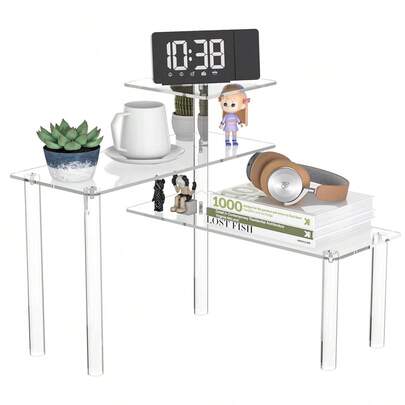 3-Tier Acrylic Transparent Corner Shelf, Acrylic Bathroom Storage Rack, Suitable For Tabletop, Space-Saving, Moisture-Proof