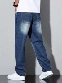 Quần jean denim túi xéo giặt thường ngày cho bé trai tuổi teen - Màu xanh lam - Xem 4