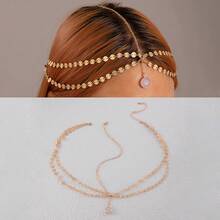 European And American Cross-Border INS New Hair Accessories Pearl Chain Headband Exotic Style Inlaid Diamond Chain Forehead Ornament Hair Accessories For Women - 30885-hc-G-EP - Xem 9