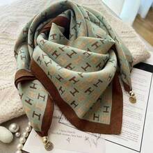 Polyester    Elegant And Fashionable Printed Thin Women's Rayon Scarves, Bohemian Retro Casual Satin Square Scarves, Handkerchiefs, Elegant And Fashionable Women's Silk Scarves, Shawls, Light And Comfortable Women's Headscarves, Long Robes, And Women's Headwear Are Ideal Choices For Daily Wear And Outings In Spring, Summer, Autumn And Winter. Warm And Frost-Proof Silk Scarves - 優美 - 查看 6