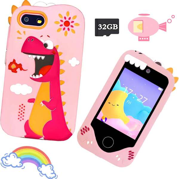 mit 2,8 Zoll Touchscreen Kinder Lern-Smartphone, 32GB Karte Lernspielzeug, geeignet für 3-12 Jahre alte Jungen und Mädchen, Weihnachten, Geburtstag, Kindertag, Halloween, Thanksgiving perfektes Geschenk, Bildungsgeschenk