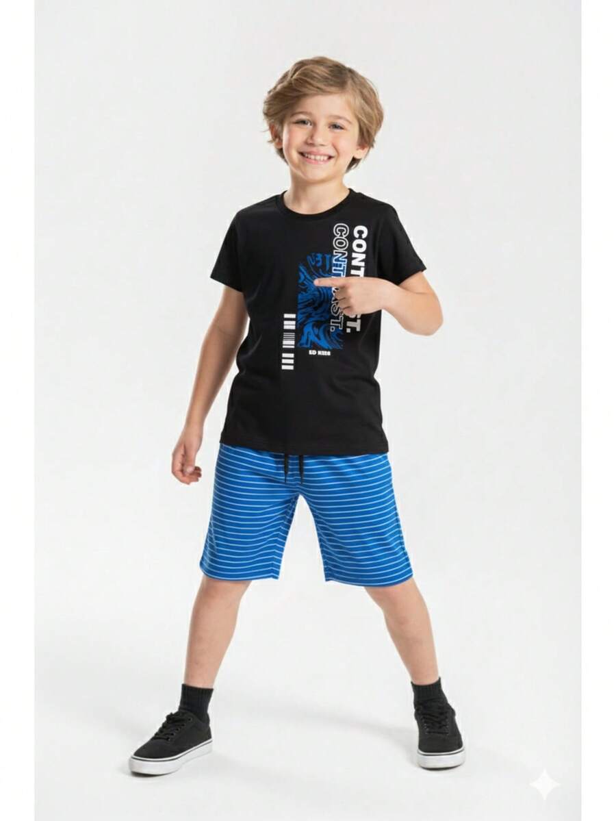 Boys' Summer Contrast Set - Black - ED KIDS - 黑色 - 查看 1