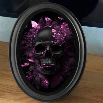 1 件紫色树枝骨架 - 复古风格人物墙饰 - 木制装饰标志（5*7 英寸），椭圆形矩形艺术房间装饰相框，万圣节、圣诞节和感恩节的完美礼物，亡灵之灵