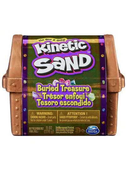 Spin Master Kinetic Sand, Buried Treasure Playset With 6oz Of Kinetic Sand And Surprise Hidden Tool (Style May Vary)