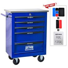 Tool Chests & Cabinets - Black+Blue + Steel-1 - View 3