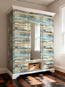 1 卷（1 米/3 米/5 米）复古蓝色木纹壁纸，15.75 英寸宽，复古美式装修，即撕即贴，DIY 可移除，不留残留，防水，防潮，易于清洁，适用于洗衣机、通风罩、厨房角落、橱柜、浴室隔断、餐厅厨房、桌子、家居装饰 PVC 装修贴纸 - 彩色 - 查看 6