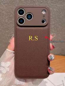 Personalized Custom Initials Name Letter Phone Case Compatible With IPhone 17 16 15 14 13 12 11 Pro Max Plus Air 3D Engraved Embossed Luxury Litchi Pattern Leather Cover Gifts Ideal