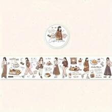 Romantic & Lively Girl Notebook Stickers, Featuring Scenes Of Daily Life, Shopping, Leisure Coffee, And Greenery, With Shiny Details, Disposable, Asymmetric Shapes, Glossy Finish - Multicolor - View 9