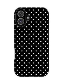 Black Background With White Polka Dots Two-In-One Matte Texture Phone Case Suitable For Compatible With Iphone17,17AIR,16, 15, 14, 13, 12, 11, PRO MAX,PLUS,X,XS And Case Suitable For Compatible With Samsung Galaxy S21/22/23/24/25 Ultra/FE+,NOTE20 Ultra,A71/56/55/54/53/52/36/34/26/25/23/16/15/14/13/06 - 彩色 - 查看 1