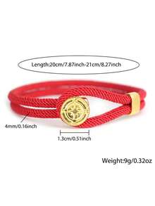 Minimalist Handmade 4mm Rope Bracelet Gold Color Compass Personalized Bracelet For Male Cool Jewelry