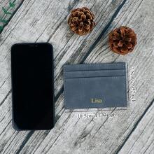 1pc Personalized Multi-Card Holder Unisex Ultra-Thin Minimalist Cross-Grain PU Leather Credit Card Wallet Customized Foil Stamped Letter/Name All-In-One ID Card Coin Purse For Women For Men Money Wallet Mini Wallet Purse Wallet Small Wallet