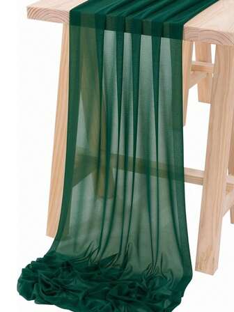 Dark Green Shimmering Gauze Table Runner, Wedding Chiffon Table Runner Cloth, Transparent Sheer Tulle Wedding Draping Fabric Table Cloth, Romantic Chiffon Outdoor Curtain Backdrop Sheer Arch Drapes Suitable For Wedding, Bridal, Birthday Party, Holiday, Dining Table Centerpiece Decoration, Large Banquet Table Cover Runner Photo Prop Thanksgiving Wedding Ceremony Party Ceiling Decoration