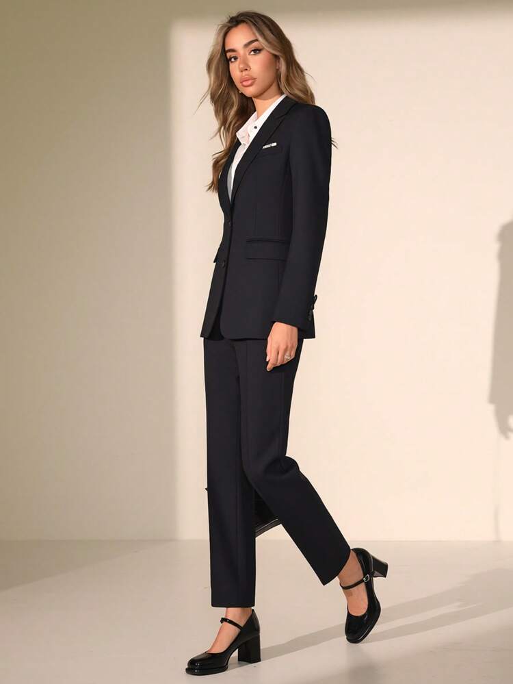 Damskor i svart lackläder med rund tå - Retro formella skor med grov klack, tjock sula och spänne, lämpliga för vardagsbruk, kontor och vardagsbruk - Svart - Visa 9