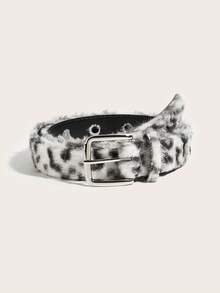 1pc Women's Fluffy Leopard Print Waist Belt, Fashion Versatile Wide Luxurious Comfortable Furry Belt