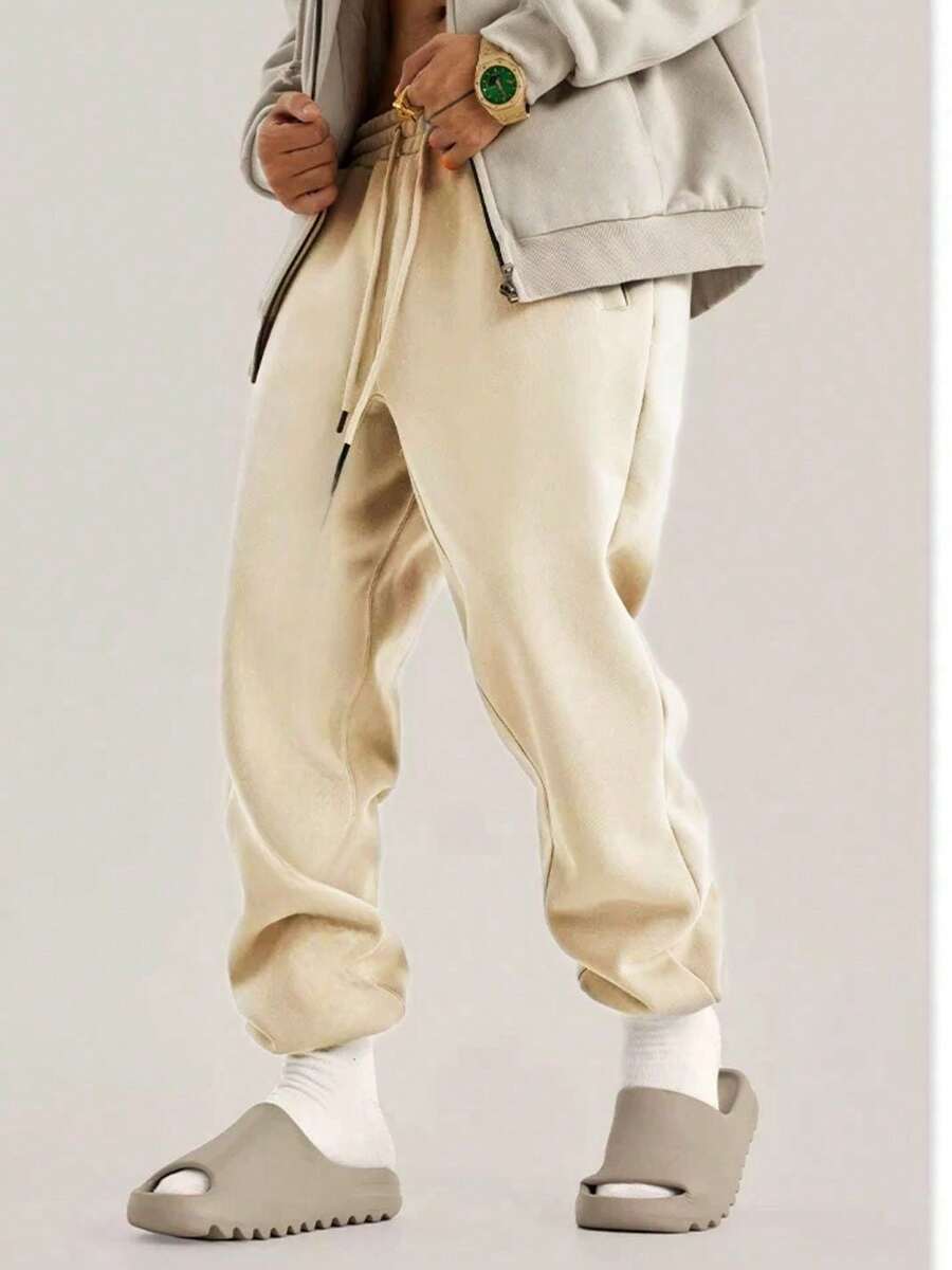 Men's Jogger Slim Gym Sweatpants With Pocket And Cuffs Unisex Promotion - 杏色 - 查看 1