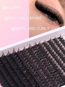 100D仿貂毛假睫毛，252簇，0.07毫米，D卷度，8-16毫米，混合自然款睫毛嫁接，3D俄式风格，个人睫毛化妆工具 - D - 查看 5