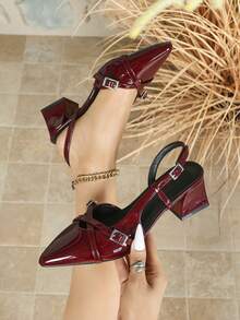 女士高跟鞋、女士时尚漆皮凉鞋、女士时尚休闲后带凉鞋、女士系带凉鞋、女士工作凉鞋、女士玛丽珍鞋、女士镂空凉鞋、女士时尚休闲露跟穆勒鞋 - 酒紅色 - 查看 2