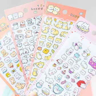 Cute Animal Stickers For Scrapbooking, Cartoon Panda, Cat, Dog Decorative Stickers For Kids, Handmade, Phone Album