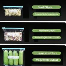 45pcs Thick Reusable Ziplock Food Storage Bags, Suitable For Freezer, Refrigerator Organization, Back To School Season - White and Transparent - View 3