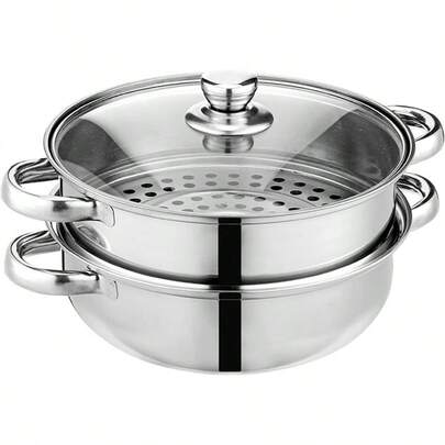 Steamer Pot For Cooking 11 Inch Steamer Pot 2-Tier Multipurpose 18/8 Stainless Steel Steam Pot Cookware With Lid For Vegetable Dumpling Stock Sauce Foodgift