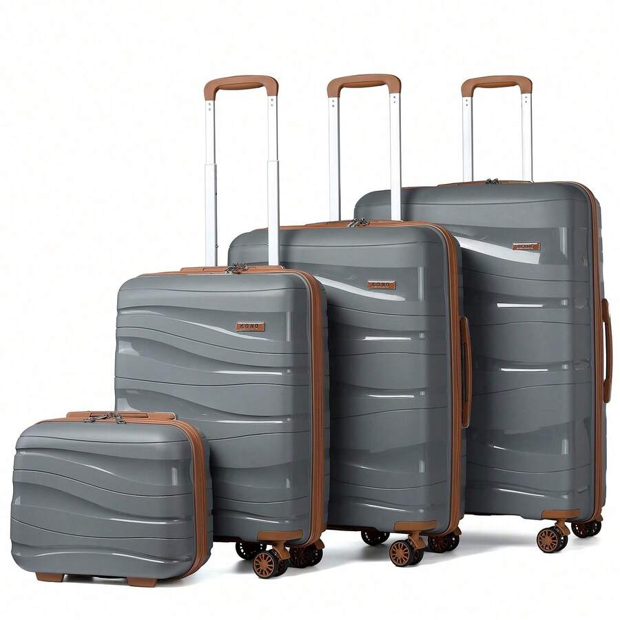 Trolley rigido in polipropilene 14" 20" 24" 28" con serratura TSA e ruote girevoli, valigia singola, set 3/4 pezzi disponibile, bagaglio viaggio vacanze, lavoro e gite familiari