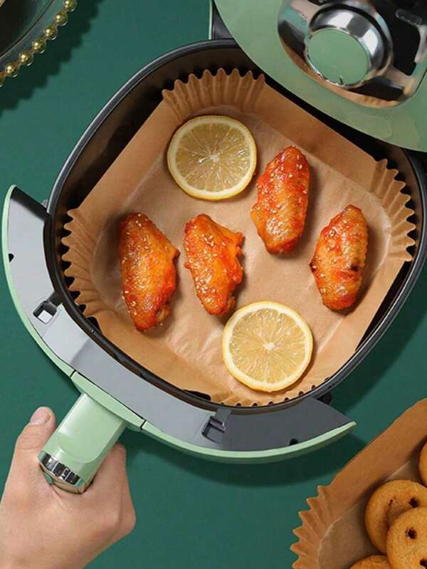 25/50/100pcs Square Non-Stick Air Fryer Liners Parchment Paper, High Heat Oil-Proof Baking Mats, Disposable Air Fryer Paper, Air Fryer Baking Paper, Food Paper Tray & Oil-Proof Paper, Suitable For Baking Bread, Tarts, Potatoes, Seafood, Pastries, Waterproof, Oil-Proof, Heat Resistant, Oven Accessories, Baking Tools, Kitchen Gadgets, Kitchen Accessories, Kitchen Decor, Used For Baking, Cooking Microwave Supplies