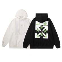 0ffwhite Graffiti Oil Painting Arrow Hoodie, Men's Casual Cotton Sweatshirt, Long-Sleeve Pullover Hoodie Couple Set - 22 màu trắng - Xem 3