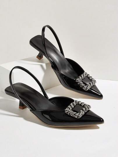 Damen 2025 neue Mode Metall Schnalle elegante spitze Zehe High Heel Pumps