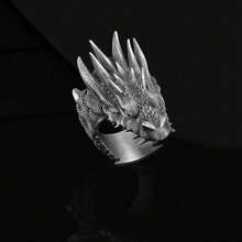 Men's Vintage Ring, Evil Dragon Ring, Personality Fashion Ring, Gothic - Silver - View 8