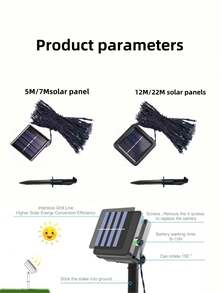 太阳能户外灯 - 暖光、彩色光、白光，8 种多色模式。高品质太阳能节日照明灯具，适用于斋月、圣诞节、情人节、婚礼、派对节日装饰、家居装饰、户外太阳能灯、节日装饰，灯光效果绚丽。 - 彩色 - 查看 9
