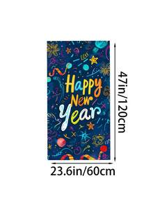 1件新年快乐多彩烟花城市剪影门帘，充满活力的节日风格涤纶长方形门帘，饰有彩色“新年快乐”字样、人群剪影和闪光细节，经久耐用，引人注目，适用于新年庆祝活动、节日派对、家居入口装饰、一月庆祝活动。 - 彩色 - 查看 19