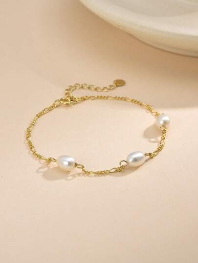 1 pieza Pulsera de plata de ley 925 con perla natural, regalo para el Día de la Madre, San Valentín, cumpleaños, boda, novia