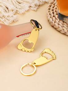 1pc/2pcs/3pcs/4pcs Stainless Steel Creative Gold Foot Shaped Beer Bottle Opener, Cute Keychain - Gold - View 9