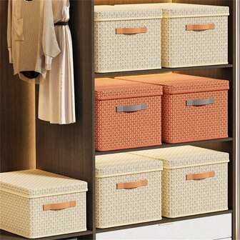 1件衣服被子收纳盒加厚PP板可折叠带盖储物箱裤子收纳神器家用宿舍衣柜收纳整理