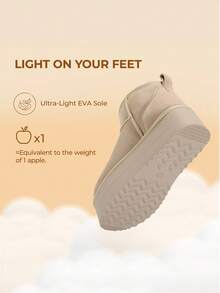 Women's Fuzzy Boot 1.97 Inch Classic Platform Snow Boots Genuine Suede Leather, Ankle-Height, Memory Foam Insole, Lightweight Anti-Slip Outsole For Indoor And Outdoor Wear Halloween Christmas Holiday Festive Winter Khaki Boots - 卡其色 - 查看 6