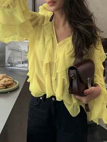 1 Stück Damen bequeme, lässige einfarbige Jacke