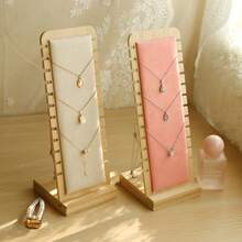 Soporte de exhibición de collar de madera, colgante de gran capacidad, pulsera, tobillera, cadena larga, estante de almacenamiento de joyería, escaparate de mostrador, accesorio 7RZQ - Negro - Ver 1