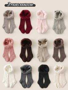 1/2/3 双女童/婴儿/幼儿保暖内衬紧身裤，经典简约保暖紧身裤，柔软舒适的保暖袜，适合秋冬日常穿着、上学、度假，颜色随机 - 彩色 - 查看 19