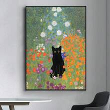 1张无框高清艺术海报，以梵高猫咪为主题，风格多样，包括睡莲猫咪图案、克里姆特猫咪艺术、黑猫等。趣味猫咪图案高清艺术海报，适合各种场合，提升房间装饰美感，是完美的礼物之选，也适合青少年女孩房间或客厅装饰。 - 彩色 - 查看 12