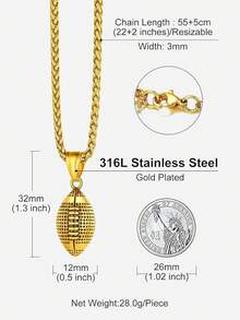 Richsteel 3D/Basketball/Soccer/Baseball Ball Boxing Glove Cool Pendant Men, 316L Stainless Steel Sneaker Chain,Sport Fan Jewelry - 01-金牌足球 - 查看 3