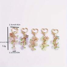 3D Flower Keychain In Pink Gold Alloy, Double Lobster Clasp Key Ring With Vibrant Floral Charm, Chic Bag & Wallet Pendant, Cute Gift For Women - Màu tím - Xem 5