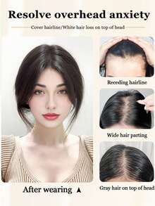 女士合成刘海假发，自然蓬松，增加发量，3D帘式刘海，中分假刘海，发片，夹式刘海接发，自然隐形刘海假发 - 彩色 - 查看 8