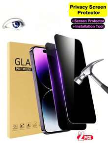 Bộ 2 miếng dán bảo vệ màn hình, kính cường lực, tương thích với iPhone 17 Pro Max/17 Pro/17/Air/16 Pro Max/16 Pro/16p/16e/15 Pro Max/15 Pro/14/13/12/11, chống bám vân tay. - Quyền riêng tư 4 chiều - Xem 33