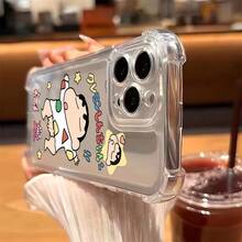 Dibujos animados Crayon Funda para teléfono nuevo adecuada para 16 15 14 13 12 11 Pro X XR XSMAX 8 25 Plus Shockproof Transparente Cubierta trasera suave17  17promax - transparente - Ver 3
