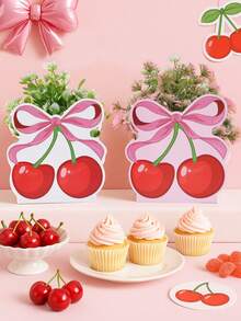 12个樱桃蝴蝶结设计礼品盒，花卉包装盒，生日礼品盒，婚礼派对装饰，樱桃蝴蝶结派对桌面装饰，家居装饰，房间装饰，桌面装饰，迷你花盒，婴儿派对回礼包装，樱桃蝴蝶结主题生日派对装饰，生日派对用品，生日礼物，花卉纸盒，含双面胶 - 櫻桃蝴蝶結 - 查看 10