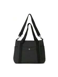 1pc/2pcs Large Capacity Canvas Tote Bag, Multi Pockets Shoulder Bag, Reusable Shopping Bag, Easy To Carry With Comfort Handle, For Daily Use And Gifts Portable Handbag For School Work Travel Shopping