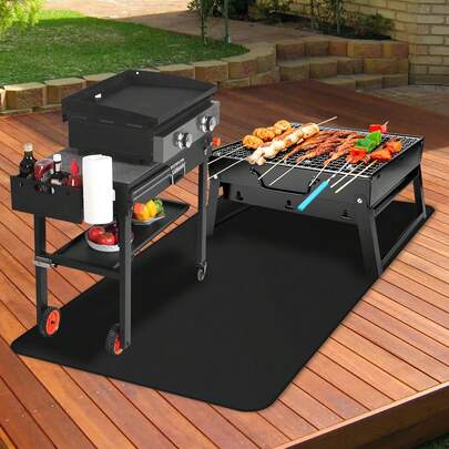 Christmas,Master's Choice: 70x40" Black Fiberglass Grill Mat Ideal For Outdoor Camping, Protects Decks, Patios & Lawns, With Under-Grill Space For Charcoal & Gas Grills,Outdoor BBQ Baking Mat